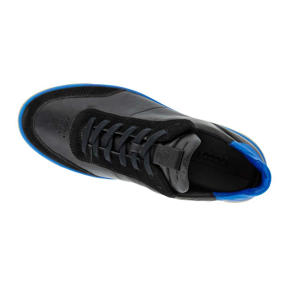 Men's Ecco Street Tray M Laced Casual Shoes Black / Blue | Canada 496AHK